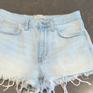 Madewell Light Blue Frayed Hem Denim Shorts